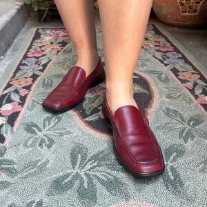 Vintage Burgundy Leather Loafers